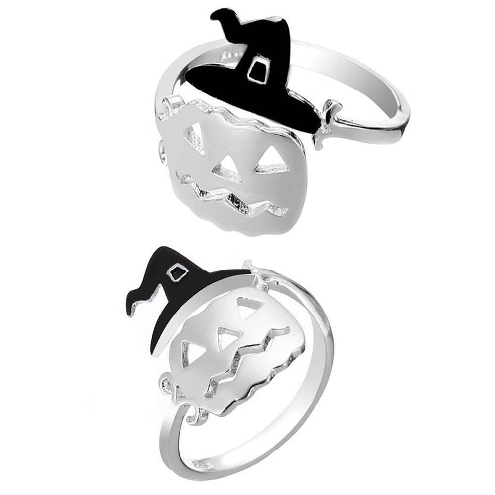 Halloween Decor Witch Boo Ghost Pumpkin Finger Ring Women Open Adjustable Rings Halloween Party Jewelry