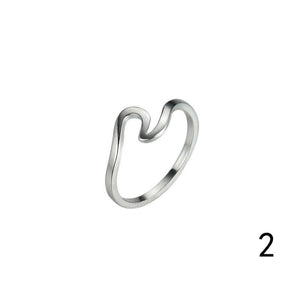 New 925 Sterling Silver Simple Dainty Thin Wave Ring Beach Sea Surfer Island Jewelry