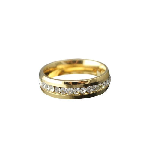 18K Gold Plated Diamond Ring High Quality Stainless Steel for Men and Women Fashion Couple Ring Gold/ Silver